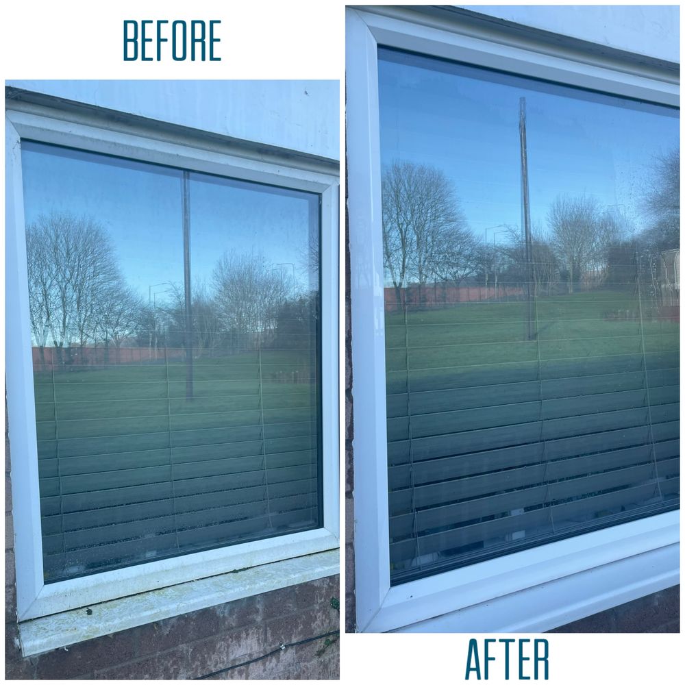 A window before and after professional cleaning